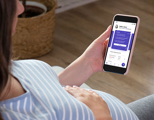 A lady with her device