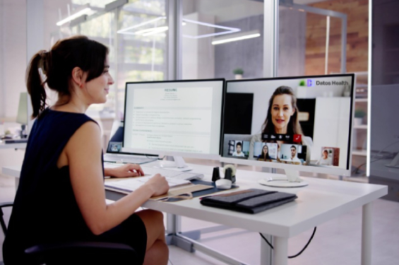 Ayoung lady working in office